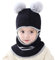 3 in 1 Mignon Bébé Bonnet Echarpe Set en Tricot 1-5 Ans Enfants Hiver Chaud Cagoule en Peluche Garçons Filles Epais Foulard Intégral Chapeau en Cache-Oreilles Balaclava pour Outdoor Cyclisme Ski