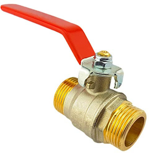 QUALITÄTS KUGELHAHN aus Messing > Stahlhebelgriff (flach) Rot | AG x AG | 1/2 bis 2 Zoll WUNSCHGRÖSSE einfach selbst auswählen >>> 3/4 Zoll (DN20)