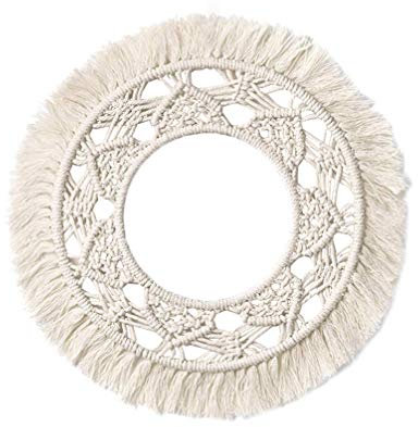 BESPORTBLE Runde Makramee Wanddekoration Boho Handgemachte Gewebte Wandbehang Wandkunst Dekorationen für Wohnung Wohnzimmer Schlafzimmer Baby Kinderzimmer (Stil 2)
