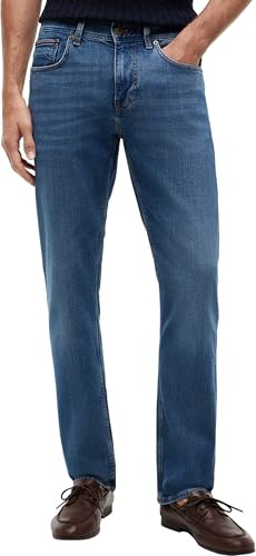 Tommy Hilfiger Vaqueros Hombre Core Straight Denton Stretch, Azul (Boston Indigo), 36W/34L
