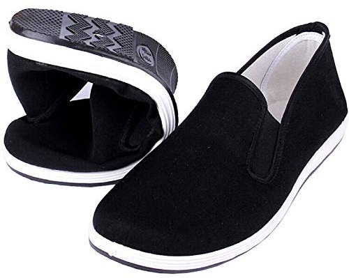 Anywell Kung Fu Tai Chi Kampfsportschuhe Gummisohle Unisex Leinwand Anti-Rutsch-Mode Qigong Turnschuhe Schwarz EU 45 (275cm)