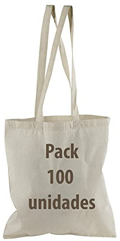 Siglo XXI Publicidad Bolsa Tela 100% Algodón Biodegradable,Lavable,Reutilizable-Asas Largas de 75 cm. Ropa,Manualidades, ir de compras, Medidas 38x42cm,Densidad 145gr/m2,Natural (Pack 50 pcs)