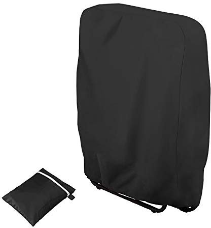 Folding Reclining Chair Cover Waterproof, UV Resistant Chair Covers Heavy Duty Rip Proof for Home Garden Furniture Protect (Black)