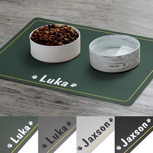 Tapis de gamelle personnalisé pour chien – Set de table personnalisé pour gamelle de nourriture et bol d'eau de votre animal de compagnie, tapis absorbant, ajoutez une photo, une image et le nom de