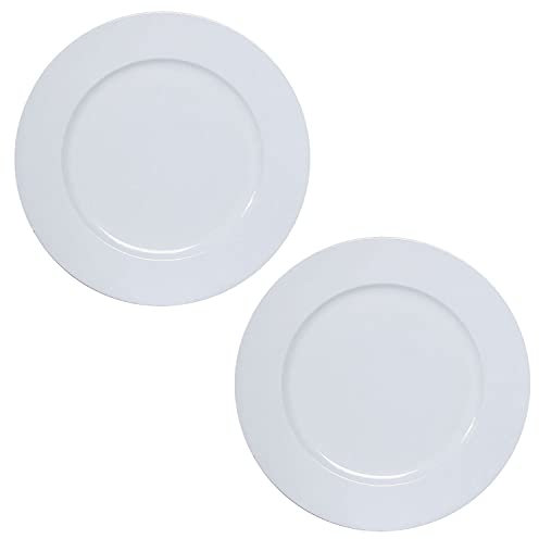 MIJOMA 2-teiliges Set Platzteller Dekoteller Unterteller Tischdeko Event-Tischdekorationen wiederverwendbar (Ø33 cm, Weiß glänzend)