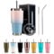 LoFone 850 ml Travel Mug, Kaffeebecher to go, 30oz Trinkbecher mit Strohhalm, Isolierbecher für heißen und kalten Kaffee (Rosa/Blau), Edelstahl