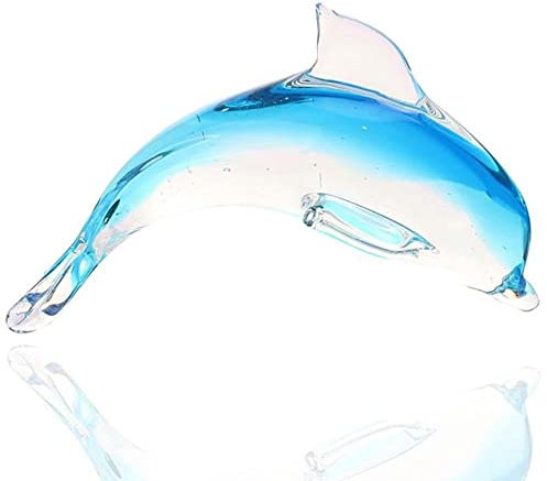 MANQILE Delfin-Figur aus Glas, handgefertigt, geblasen, Meerestier, Skulptur, Statue, Briefbeschwerer, Geschenk, Sammlerstück, Heimdekoration, Ornamente