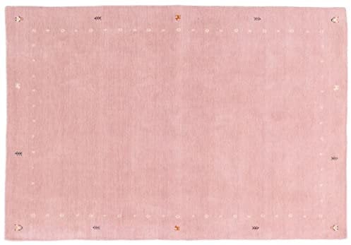 RUG PRINCE Wollteppich Gabbeh Muti 140x200 Handgewebt Rosa Einfarbig Handarbeit Zimmer