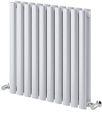 Ingarsby Horizontal Radiator Oval Panel Vertical Double Column Hallway Bathroom Radiator 600 x 590 White