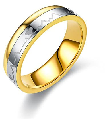 YAHOYA Neuheit 6mm 100% Titan Stahl EKG Ring Edelstahl Versprechen Herzschlag Ringe Schmuck für Männer Frauen