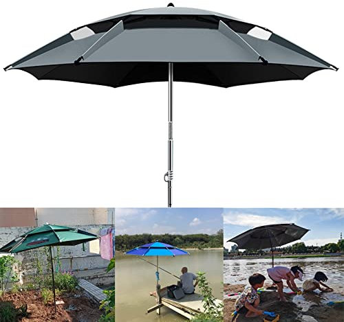 Sonnenschirm zum Angeln, Strandschirm, Gartenschirm – Sonnenschirm für den Außenbereich, mit 1 Teleskopstange, 1 Bodenanker, 3 windfesten Ankern, 1 Tragetasche Good