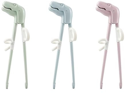 GLADFRESIT 3 Pairs Baby Training Chopsticks, Dinosaur Children Learning Chopsticks for Toddler Kids Beginners