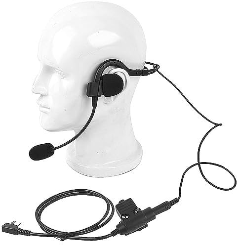 Pdflie Walkie Talkie Earpiece Behind The Head Over Ear Radio Headset Headphone with Boom Mic U94 PTT Compatible for Baofeng Kenwood UV-5R BF-F8HP 888S