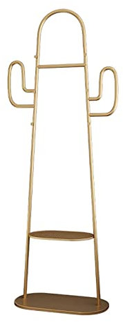 Garderobenständer Grüner Kaktus-Garderobenständer, Boden, einfach, kreativ, Bekleidungsgeschäft, Präsentationsständer, Zimmer, Schlafzimmer, hängende Kleidung, Garderobe Flurregal ( Color : Gold )