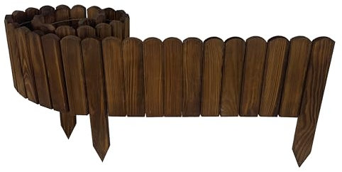 be4nature Flexibler Rollborder aus Holz 200 x 20 cm Dunkelbraun Imprägnierte Beeteinfassung aus Kiefernholz Inkl. Gummihammer Beetumrandung Gartenzaun