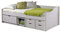 moebel-eins EMMO Schubladenbett, Material Massivholz, Kiefer, Kiefer White Washed