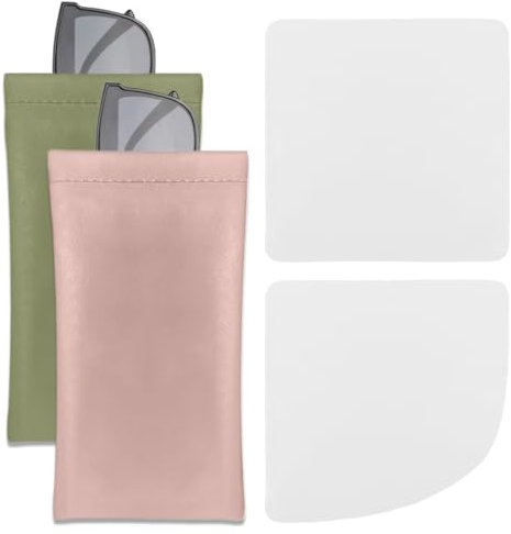 2 Pezzi Custodia per Occhiali Portaocchiali Morbido Astuccio Occhiali da Sole in PU Pelle Custodia Occhiali da Vista Custodia Porta Occhiali da Sole per Donna Uomo Bambini con 2 panni per occhiali