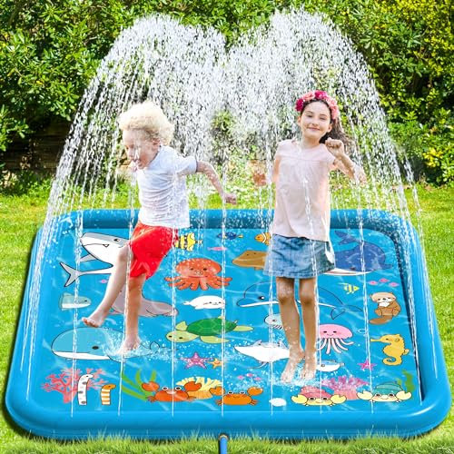 Chennyfun Splash Pad para Verano de 67en,Aspersor Juego de Salpicaduras y Salpicaduras Juegos de Agua para Actividades Familiares niños y niñas en Aire Libre Jardín Actividades Familiares Fiesta