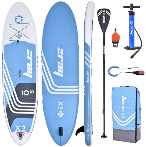 CampSup SUP ZRAY X2 10'10 Aufblasbares Stand Up Paddle Board | 330 x 81 x 15 cm | Surfboard für Einsteiger & Fortgeschrittene mit zubehör | Tragkraft bis 150 Kg