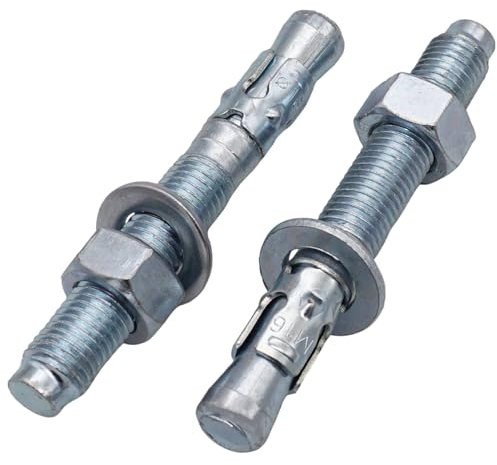 SKIR'CO (8 pcs) Chevilles d'ancrage en métal plaqué zinc M16 x 120 mm Ancrages de maçonnerie