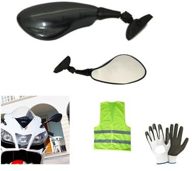 KOMPATIBEL MIT K-TM RC 390 ABS Spiegel Motorrad VERKLEIDUNG Paar Spiegel IN Carbon-Look Sport ZULASSUNG E13 MONTAGESATZ + M.6