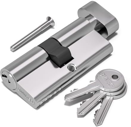 Bwintech 100mm(50T/50) Chrome Plated Euro Cylinder Lock,Door Barrel Lock,Thumbturn Knob with 3 Standard Keys,Anti-Pick,Anti-Bump,Anti Drill,High Security for UPVC,Wooden,Composite Doors