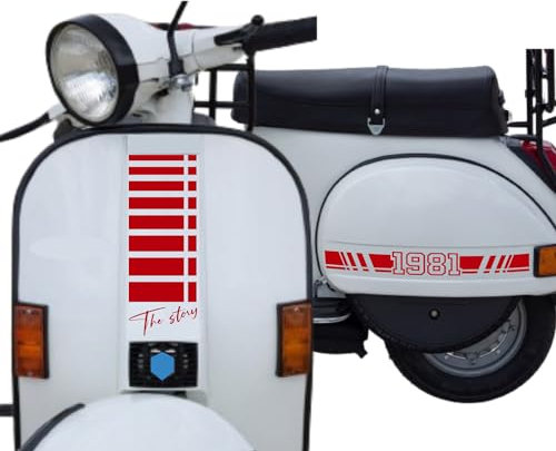 DualColorStampe Adesivi Compatibili con PIAGGIO VESPA 1981 PX 125 GTS 300 super GTV 300 GTV250 GTV125 The Story COD. M0333 (ROSSO 31)