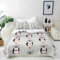 ANHOPE Nette Cartoon Tier Pinguin Bettwäsche Set Microfaser Bettbezüge mit Reißverschluss 2 Teilig Bettbezug 135x200 cm + Kissenbezug 80x80 cm Weich Ganzjahres Bettdeckenbezug Set