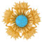 Bleu Turquoise Tournesol Broche pour Femmes Filles Grande Fleur Aiguille Croix Emblème Châle Clip Épingle à Cheveux Plaqué Or 14K Métal, Turquoise Créé, Métal, Turquoise synthétique