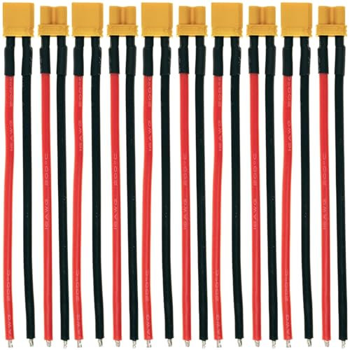 GTIWUNG 5 Paar XT30-U Stecker mit Kabel 10cm 16AWG Silikon Draht, XT30 Steckverbinder Weiblich/Männlich mit Gehäuse, XT30 Plug Male Female Connector für RC Lipo Batterie FPV Drohne