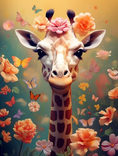 Diamond Painting Girafe,Diamond Painting Girafe,Diamant Painting Convient Pour la Décoration Murale à la Maison,Peindre Avec Famille et Amis(30x40 cm)