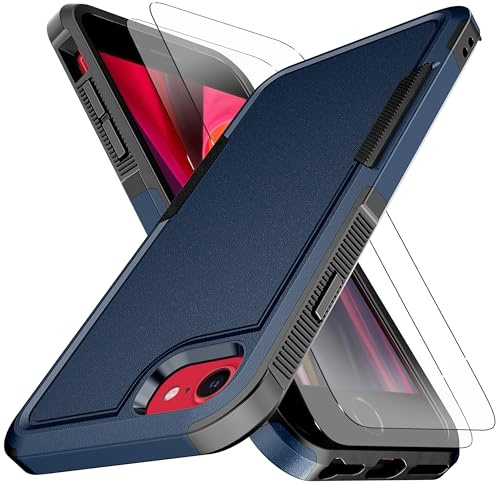 KaiMai for iPhone SE 3/2 (2022/2020), iPhone 8/7, 4.7-Inch[10 FT Military Grade Drop Protection] [Non-Slip] [2 pcs TPE HD Screen Protector] Heavy Duty Full-Body Shockproof Case-Blue