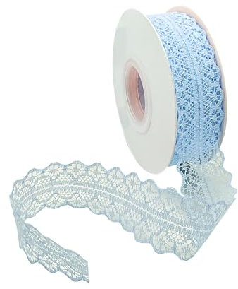 Vordpe Spitzenband, Borten und Bänder zum Nähen, Vintage Spitzenband Breit 3cm, Schleifenband Hochzeit Spitze-Borten für DIY Hochzeit Tischdeko Basteln Geschenkband (23m/Rolle, Blau)
