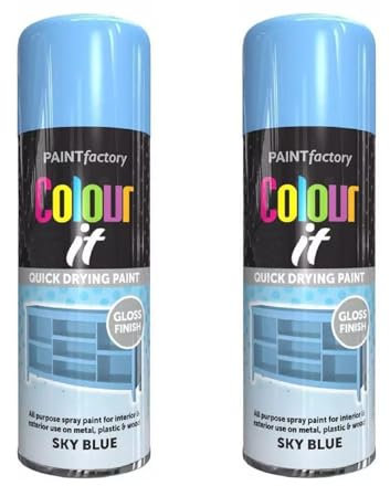 DIOXSTAR Sky Blue Spray Paint, 400ml (2 PCS), Gloss Finish, Quick Drying, All Purpose, Indoor/Outdoor