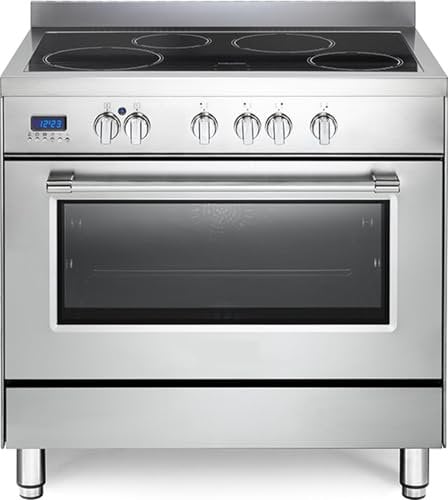 PRO96MXINED - Cucina ad induzione, 4 fuochi, con forno elettrico, 90x60 cm, inox
