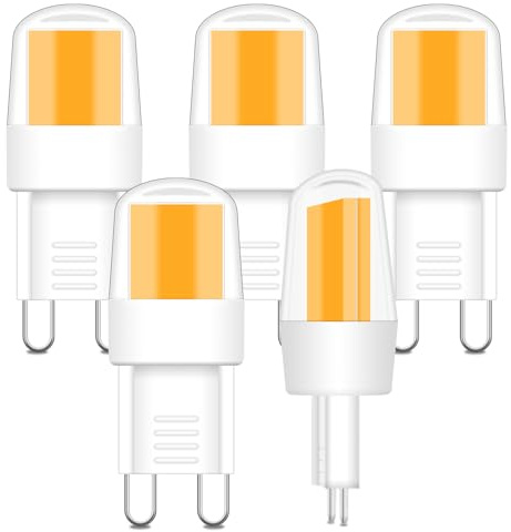 JINLONTA G9 COB Leuchtmittel 2W AC230V Warmweiß 2700K 5er-Pack | nicht dimmbar, ersetzt 25W Halogen, 320 Lumen, Bi-Pin, für Dunstabzugshaube und Deckenleuchten