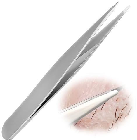 tiyiyok Pince à Épiler Professionnelle en Acier Inoxydable Ultra, Résistant, Pince de Précision pour Cils, Poils Incarnés, Barbe, Épilage Méticuleux, Outil Ergonomique pour Soins de la Peau (Pointu)