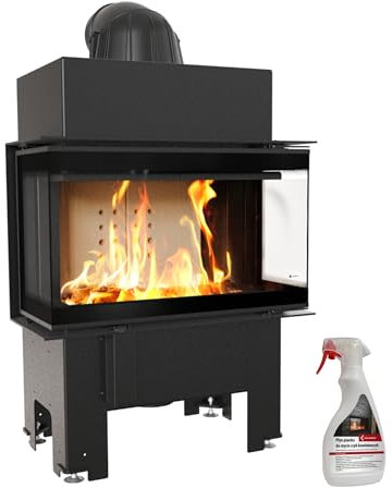 KRATKI NBC Kamineinsatz 7 kW – 3-seitig verglast, Panorama-Design – Holzofen mit TERMOTEC & Clean Glass – BImSchV 2 & A+ – inkl. Kaminreiniger