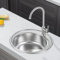 Melanstar Fregadero de cocina redondo de acero inoxidable con desagüe 50 x 50 cm
