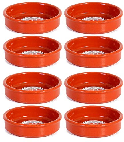 Acan Tradineur - Pack de 8 Cazuelas Redonda de Barro - Apta para vitro y Horno - Ideal para guisos y asados caseros - Ø 10 cm.