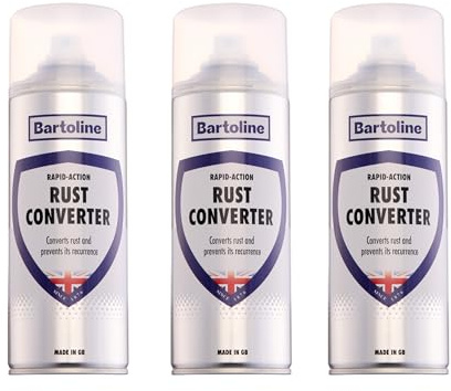 Bartoline Rust Converter 400ml 3 Pack – Rapid Rust Neutraliser Spray for Ferrous Metals – Self-Priming and Fast Acting Ideal for Cars, Tools, Fences and More