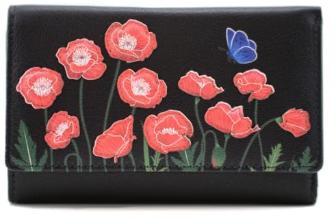 Mala Leather Poppy Large Tri Fold Purse Genuine Leather RFID Protection 12 Card Slots Note Section ID Window Zipped Coin Pocket 14 x 9 x 3 cm Gift Bag