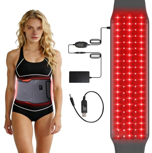 Rotlichtgürtel, Nahinfrarot Lichtgürtel für Beine, Rücken, Taille, Schultern, Nacken, 660 nm und 850 nm Rotlichtwickel mit Zeiteinstellungen, 5 Lichtmodi (grau)