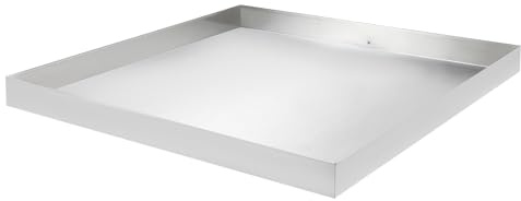 Abtropfschale für Waschmaschine 81x76 cm, Edelstahl Wanne als Unterlage und Sockel, Auffangwanne mit Ablauf als Schutz für den Boden, Universelle Schale für Trockner