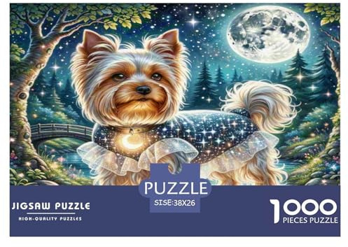 Yorkshire Terrier Puzzle 1000 Teile Impossible Geschicklichkeitsspiel Für Erwachsene Und Kinder Ab 14 Jahren, Klassische Geschenk Lernspiel Herausforderung Spielzeug Dekorative Geschenke 38x26cm/1000p