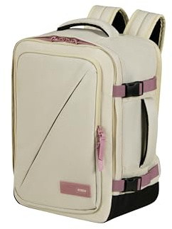 American Tourister Take2Cabin - Ryanair/Wizz Air Kabinentasche 30 x 20 x 40 cm, 26,5 l, 0,60 kg, Handgepäck, Flugzeug-Rucksack S/M Untersitz, Sand/Mauve (Coconut Sand/Galatic Mauve)