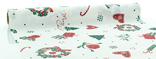 Sovie Home Tischläufer Dreams in Grün-Rot aus Linclass® Airlaid, Einweg Weihnachtstischläufer stoffähnlich, ideal für Advents- & Weihnachtsfeiern, 40cmx4,80m, 1 Stück