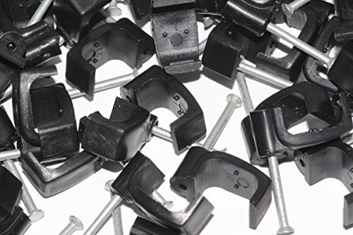Unifix 50 x Black 6mm FT&E Flat Cable Clips for Twin Coax Cable Webro WF100, 13mm Wide
