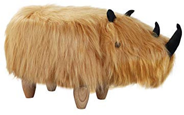 THC Living Tierhocker Nashorn fluffig - Deko Hocker - Kinderhocker - Wilde Tiere Kinder Hocker - Wild Animals (Rhino)