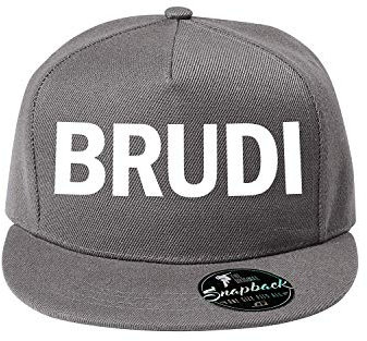 OwnDesigner Unisex Kappe Classic BRUDI Cap mit geradem Schirm, One Size Einheitsgröße für Männer und Frauen (407-Cap5P-2Grau)